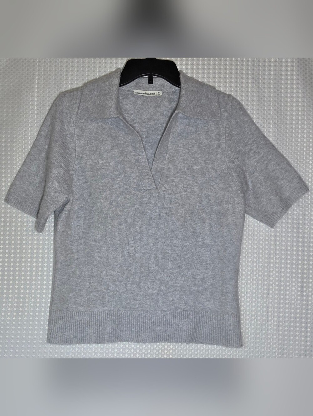 Abercrombie & Fitch Gray Knit Polo Sweater Top Medium Quiet Luxury Preppy Chic - Picture 5 of 11